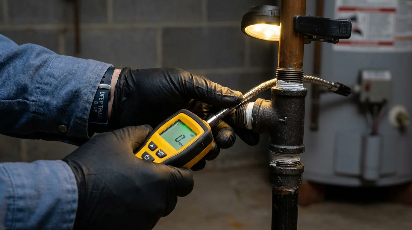 Gas leak detection with electronic sniffer by Johns Plumbing LLC in Sebastopol