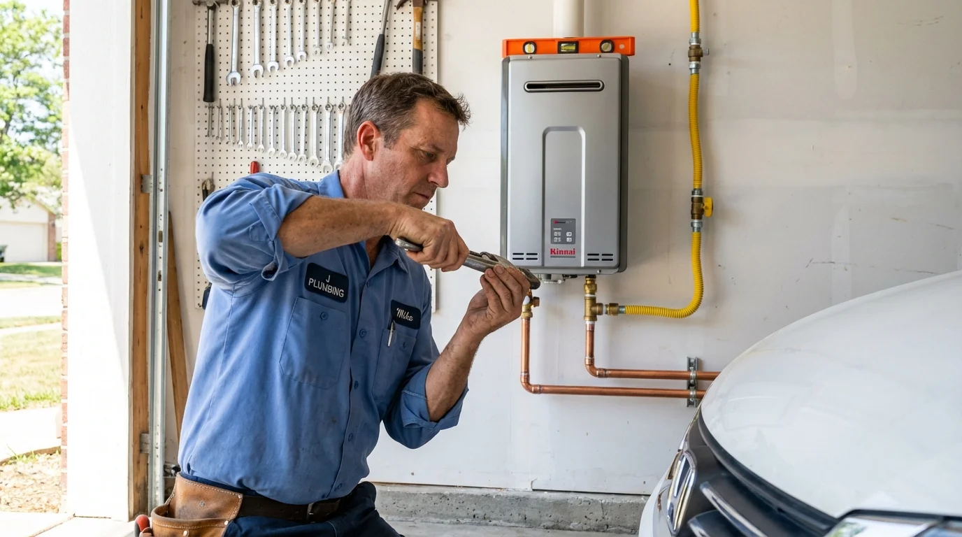 Tankless water heater installation by a Johns Plumbing LLC plumber in Sebastopol